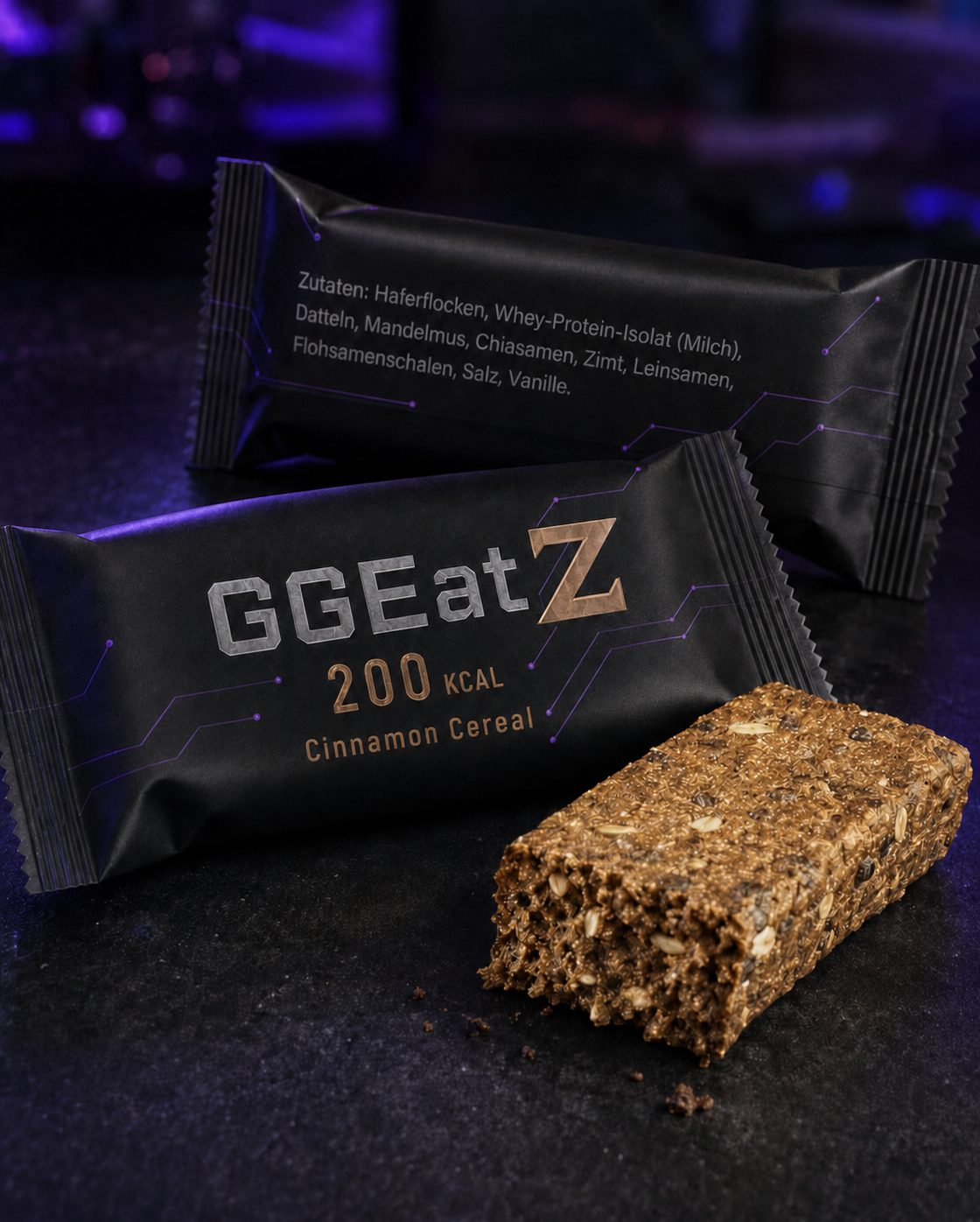 GGEatz Cinnamon Cereal Riegel als KI-generiertes Konzeptvisual